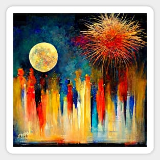 Abstract Impressionist Firework Graphic Sticker